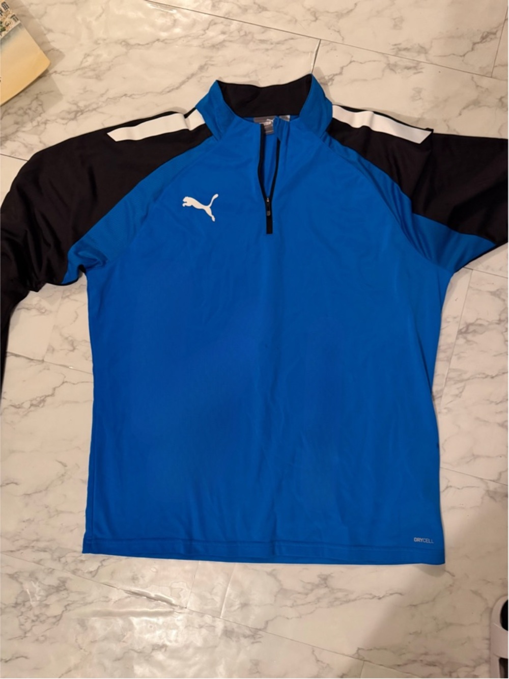 Puma Bright Blue and Black Performance Quarter-Zip Top